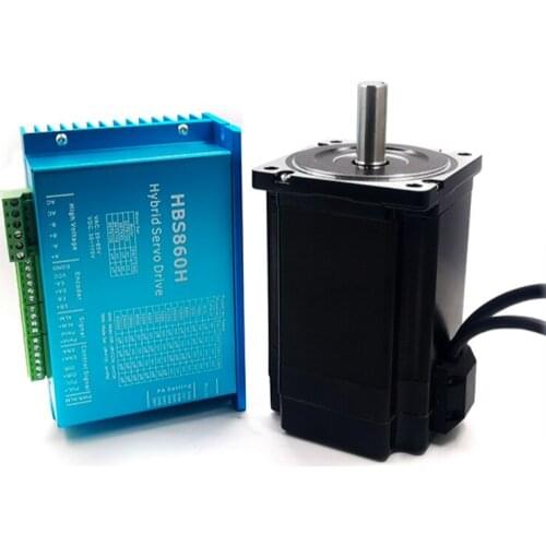 86 CNC Closed-Loop Stepper Driver Motor kits NEMA34 DC AC 60V 8.5Nm 86HBS85 Easy Servo+HBS860H With 3M Encoder Cable