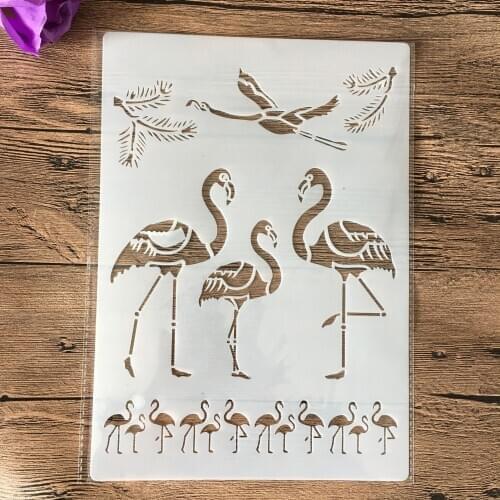 A4 Flamingo DIY Stencils Wall Painting Scrapbook Coloring Embossing Album Decorative Paper Card Template,wall 29 * 21cm