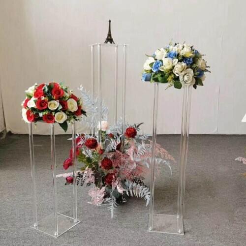 Acrylic Wedding Background Decoration Flower Vase Clear Table Christmas Party Centerpiece Marriage Luxury Floral Stand Columns