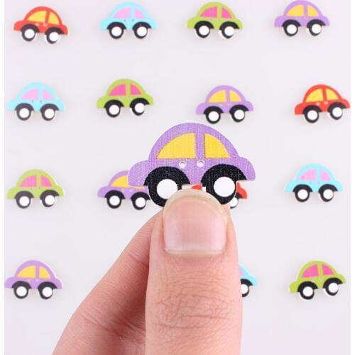 Car Buttons 2Hole Wooden Christmas Mixed Buttons DIY Decor Child Clothes Sewing Buttons Crafts Scrapbooking Decorativos 100pcs E