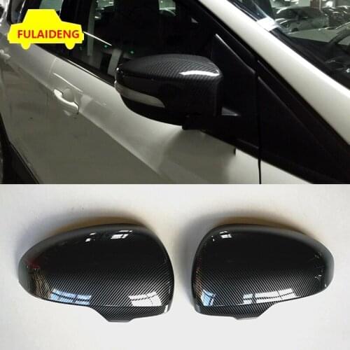 2pcs For Ford Escape Kuga 2013-2019 ABS Carbon Fiber Side Rearview Mirror Cover Trim Car Styling