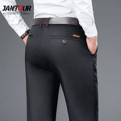 Jantour Brand Pants Men Casual Long Trousers Male Cotton Straight Khaki Blue Formal Work Pant Mens big size 28-40 42