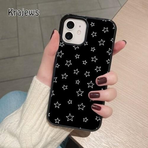 Krajews stars black coque Phone Case for iPhone 12 mini 5 6S 7 8 PLUS X XS XR 11 PRO MAX SE 2020 Back Cover Funda Shell
