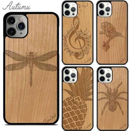 Dandelion Dragon Fly Wood Phone Case for iPhone 11 12 Pro Max mini X XR XS SE 2020 5 6S 7 8 Plus Samsung Galaxy S8 S9 S10 Cover