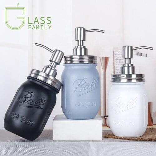 GF Mason Jar Soap Dispenser Clear Glass Jar Liquid Dispenser with Rust Proof Stainless Steel Pump for Bathroom and Kitchen Decor