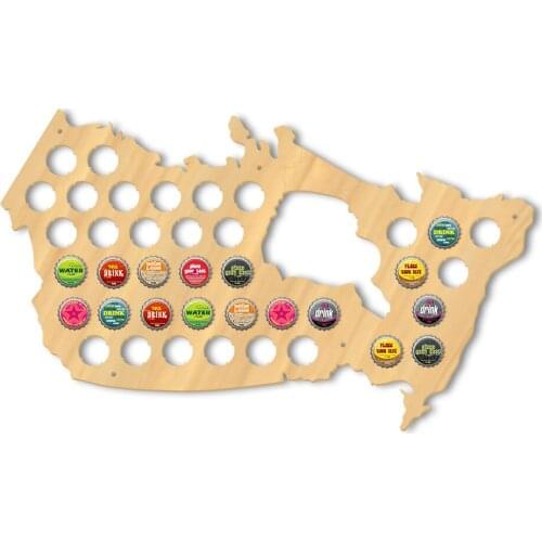 Canada Beer Cap Map Pub Bar Wooden Wall Sign Beer Bottle Cap Display Holder Patriotic Canada Map Man Cave Beer Lovers Gift