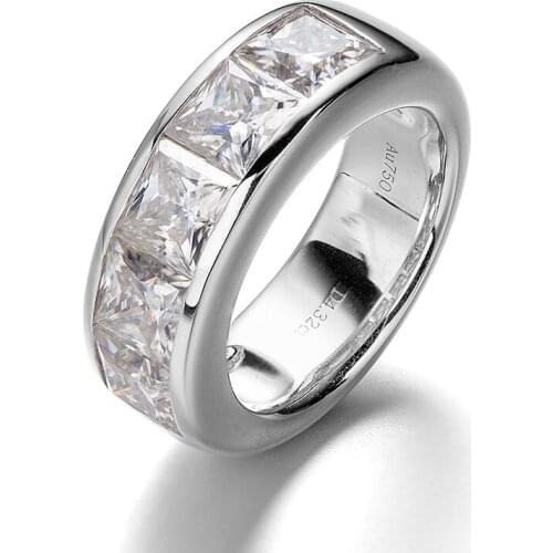 925 Sterling Silver Rings White Center Gemstone Five Princess Shape Moissanite Diamond Engagement Jewelry Customized Carved