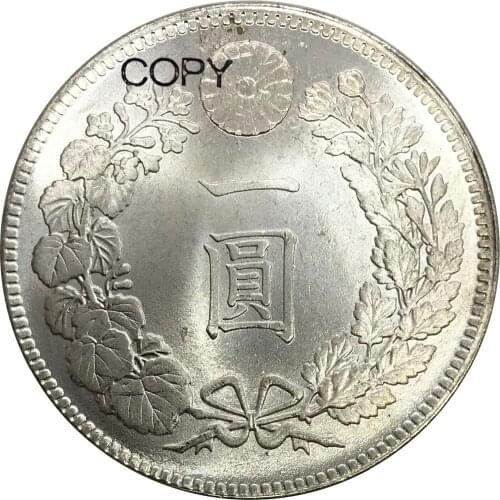 Japan 1 Yen Taisho 23 Years 1890 Brass Plated Silver Copy Coins