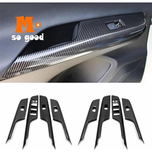 LHD/RHD For Toyota Venza Harrier 2021+ Accessories Car Carbon/silver/Wood grain armrest Window glass lift switch sticker Cover