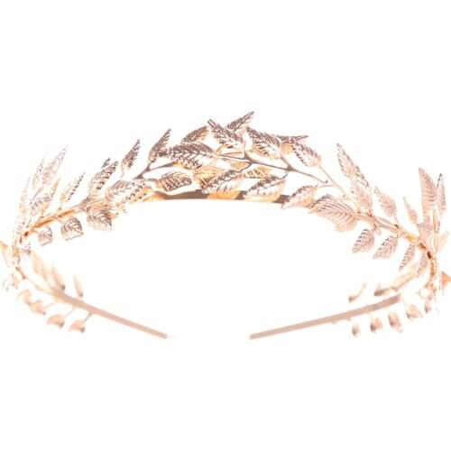 Fashion Gold Leaf Crown Laurel Tiara Grecian Leaf Headpiece Wedding Tiara Headband Hair Crown Bridal Hair Accessories