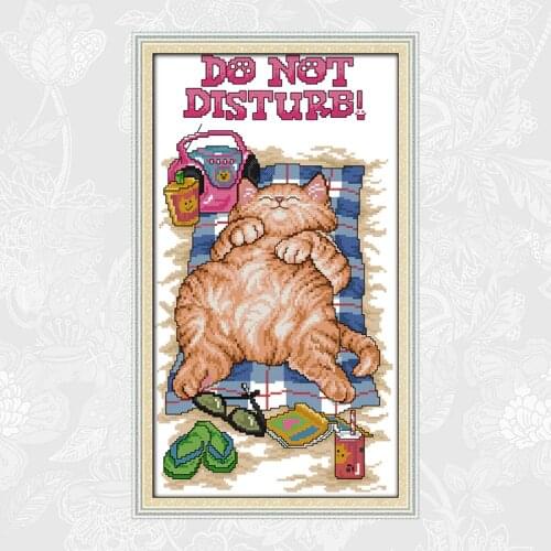 Joy Sunday Do not disturb Patterns Cross Stitch Kits Count Print Canvas DMC Cotton Thread Embroidery DIY Handmade Needlework