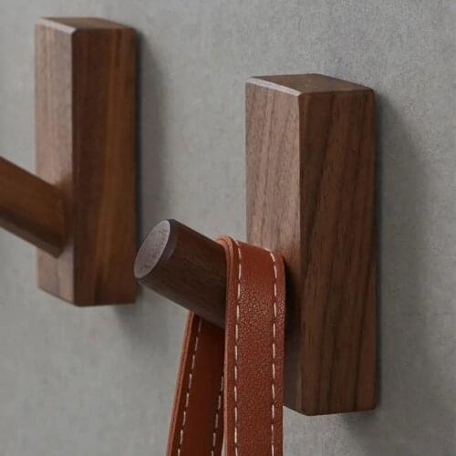 Amgo Wall Wood Hooks Coat Self Adhesive Wooden Door Bag Hat Belt Key Hanger Decorative Entryway Organizer