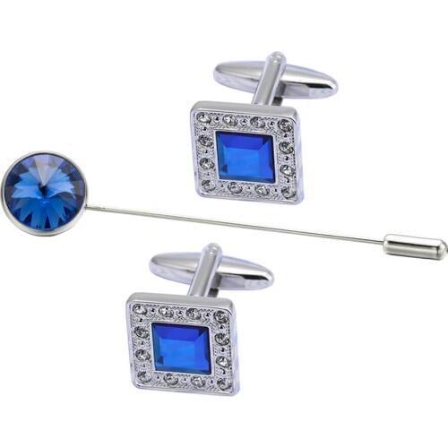 One set with cuff links and brooch ,top high quality mens Cuff links and brooch made of metal with crystal ,french cuff links