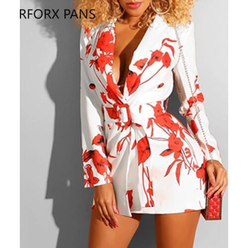 Solid Double Breasted Slit Blazer Dress Women Dress