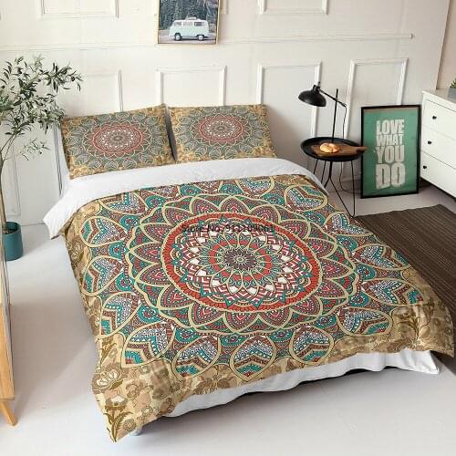 Luxury Bedding Set King Size 3D Print Mandala Duvet Cover and Pillowcase Bohemian Bed Set Bedroom Comforter Set Home Textile
