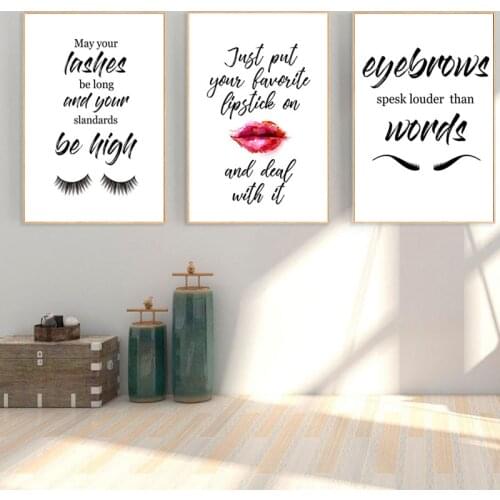 Modern Fashion Eyelash Extensions Prints Makeup Wall Art Canvas Painting Nordic Posters Beauty Salon Decor Letter Canvas Picture
