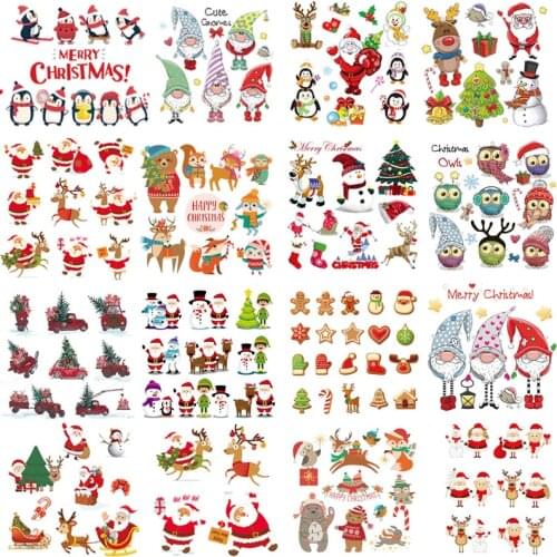 Thermo thermocollants heat transfer Christmas stickers iron on transfer for clothes patches Christmas Santa Claus badge applique