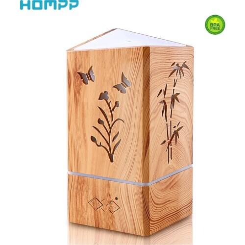 Essential Oil Diffuser Aromatherapy Diffuser Wood Grain Cool Mist Humidifier for Office Home Study Yoga Spa 7 Color Lights 200ml