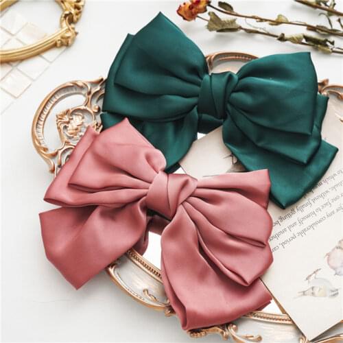 Women Three-Layer Large Bow Hair Clip Solid Color Knotted Spring Clip Elastic Fashion Hair Clip High Quality Hair Accessories