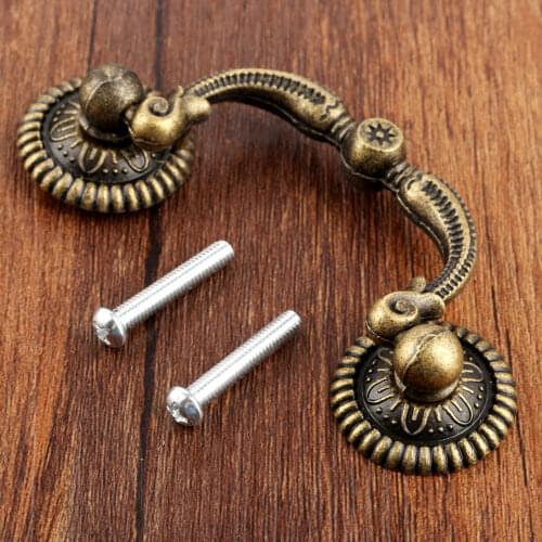 1Pcs Vintage Wooden Wine Gift Box Pull Handle Kitchen Furniture Handles Closet Cabinet Knobs and Handles European Style 90x42mm