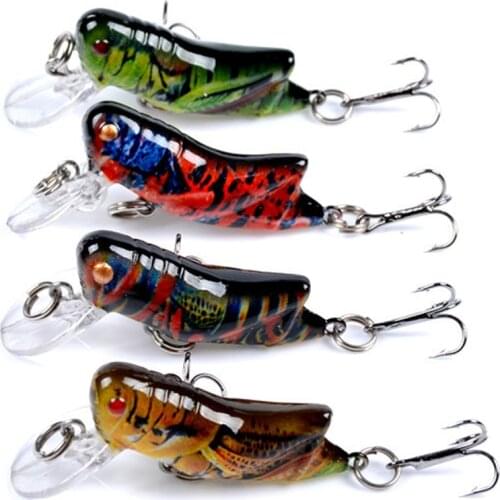 1pcs Insect Bionic Fishing Lure 45mm 3.5g Grasshopper Minnow Hard Baits Squid Wobbler Swimbaits Bass Carp Pike Fishing Tackle