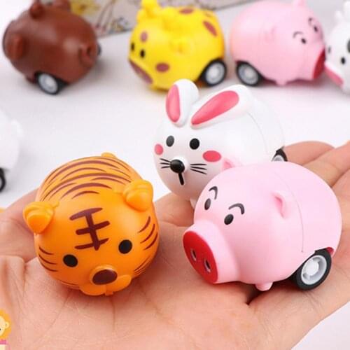 Cute Animal Pull Back Car Tiger Inertia Car Toys For Childrens Boys Girls Interesting Christmas New Year Kids Gifts Toys 1pcs
