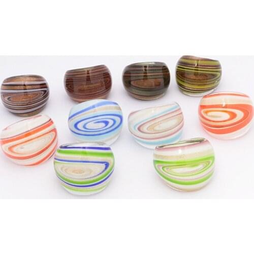 10PCS/Lot Randomly Mixed With Coloured Glaze Rings Murano Hot Gold Foil Color Ring More 17-19 mm