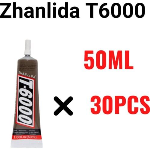 30PCS Pack Zhanlida 50ML T6000 Clear Contact Adhesive High Temperature Resistant Diy Diamond Painting Cloth Metal Fabric Glue
