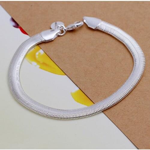 H164 silver fashion jewelry 925 jewelry silver plated bracelet Flat Snake Bone Bracelet /SFONCNCF OQTZGBVP