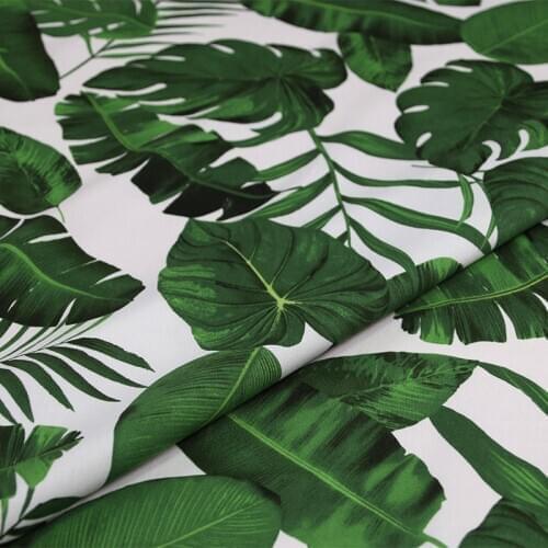 Banana Tree Palm Leaf Printed Cotton Stretch Fabric For Dress Curtains Patchwork Needlework DIY Material Table Clothing Tissus