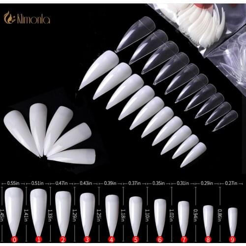 Curved Fake Nail Full Cover Sculpted Clear Stiletto Coffin False Nail Tips 500pcs/bag Nails Extension Artificial Nail Art Tips