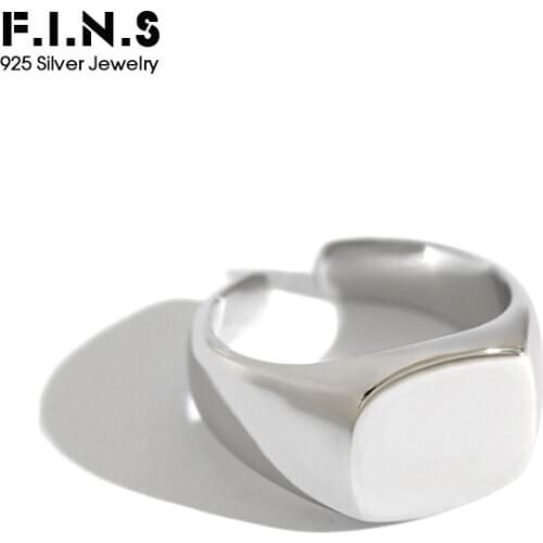 F.I.N.S 925 Sterling Silver Rings for Women Simple Smooth Face Finger Ring 2019 Wedding & Engagement Unisex Rings for Decoration