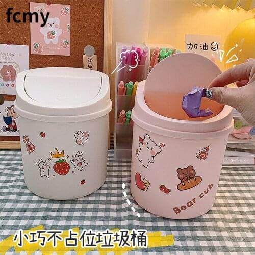 Kawaii White Desktop Mini Plastic Stationery Organizer Small Cotton Swab Washi Tapes Stickers Storage Box with Liddust-proof Box