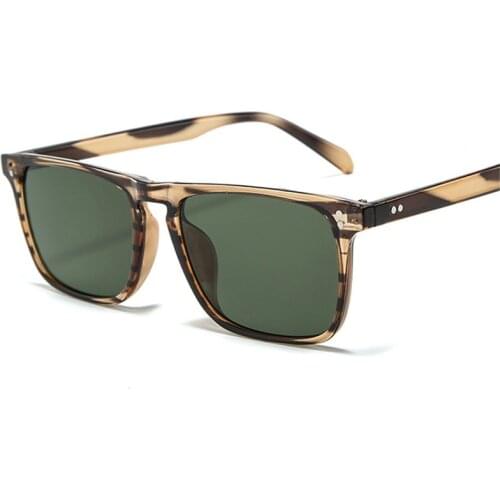 Fashion Square Women Sunglasses Retro Nail Decorative Leopard Dark Green Eyewear Men Clear Lens Glasses Frame Shades UV400