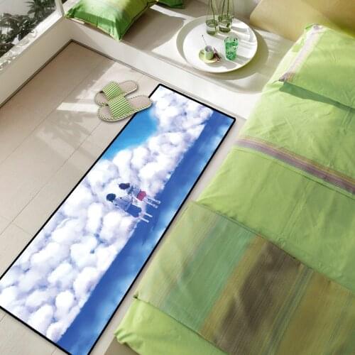 Cartoon Spirited Away Totoro Beach Blue Sky Floor Doormat Rug Long Carpet Kitchen Non-slip Anime Mat