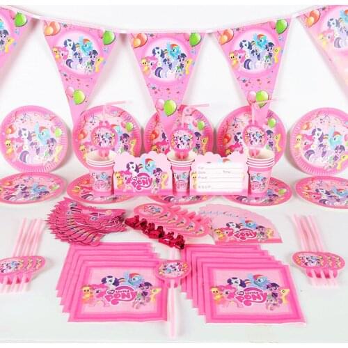 120/180Pcs/Set My Little Pony Party Disposable Tableware Set Birthday Baby Shower Theme Party Tableware Supplies Decorations
