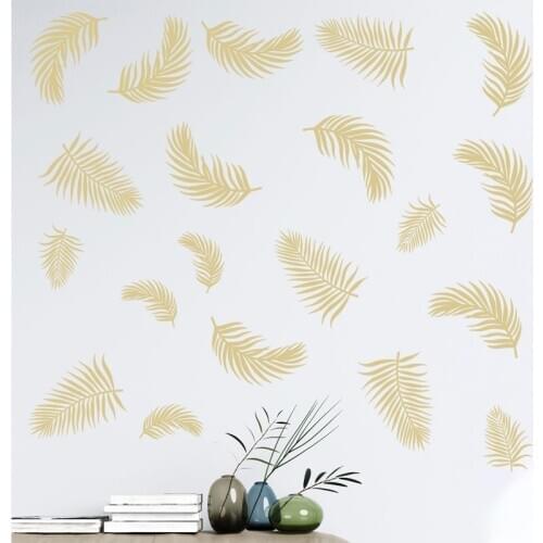 Golden Feather Wall Sticker Cute DIY Wallpaper for Kids Room Living Room Bedspace Kindergarten Decor Wall Decal Home Decoration