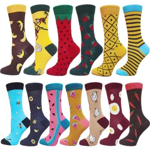 2 pairs/lot Harajuku Korean fashion socks funny banana strawberry watermelon monkey bee chick fruit pattern cute woman socks