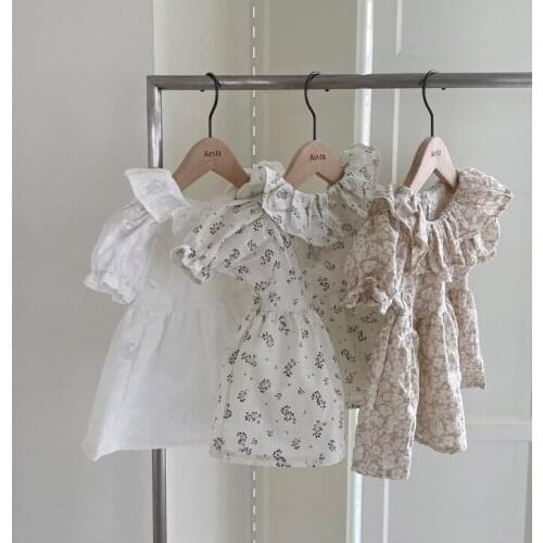 2021 new stlye boys girls floral shirt cotton shorts sleeve summer fashion kids top