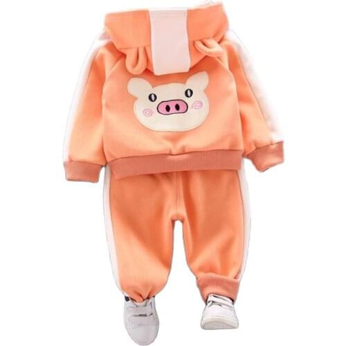 New Fashion Childrens Thick Set Autumn winterBaby Girls Warm Three layers of cotton Coat +pant Sets Kid Casual Suit 0-5 Y