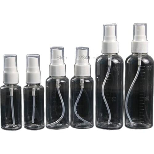 Plastic Spray Bottle 30ml Plastic Transparent Spray Pump Bottle With Scale 50ml Empty Plastic Cosmetic Container 100ml 50pcs