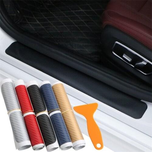 Car Threshold Stickers Door Scratch Strip Anti-kick Film Protective Pad Threshold Strip Carbon Fiber Sticker Universal