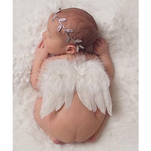 Baby Photography Props Girls Angel Wing Wing Set Feather Newborn Infant Headband Hair Feather Wing Costume Handmade Outfits