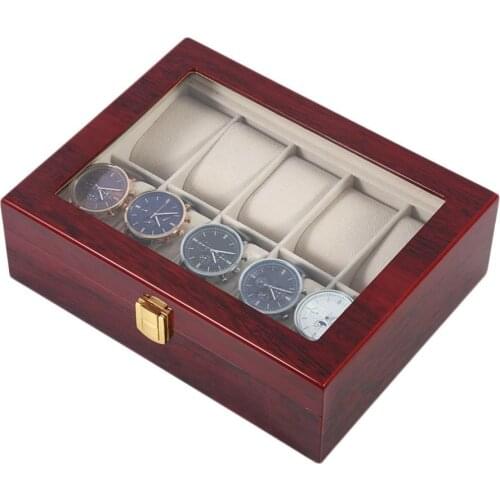 Luxury 10 Grids Wooden Wrist Watch Display Box Jewelry Storage Organizer Case