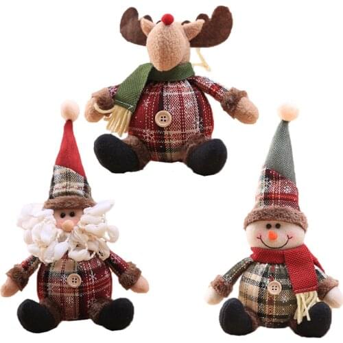 Christmas Dolls Retractable Santa Claus Snowman Elk Toys Xmas Figurines Christmas Gift For Kid Red Xmas Tree Ornament