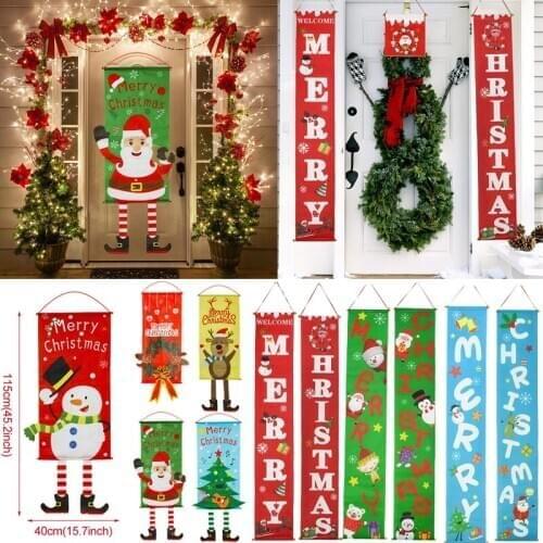 Merry Christmas Hanging Decor For Home Christmas Tree Santa Claus Porch Sign Decorative Door Banner New Year Xmas Party Ornament