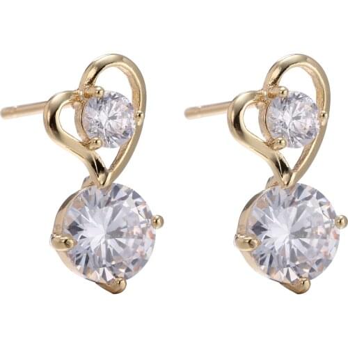 Love & Annie Hollow Out Heart Stud Earrings Christmas Gifts for Women Girls AAA CZ Gold Color Small Earrings