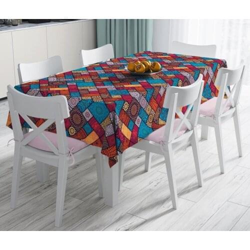 Mandala Tablecloth Bohemian Boho Retro Rectangle Table Cover