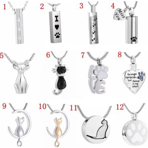 Dog Cat Openable Urn Pendant for Women Men Necklace Stainless Steel Urn Memorial Pet Cremation Ashes Keepsake Jewelry