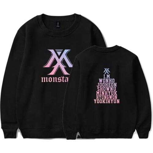 Hip hop MONSTA X women men Sweatshirts Hooded Cool And Fashion Printed Sweatshirts Harajuku Autumn Winter Long Sleeve Fleece coa